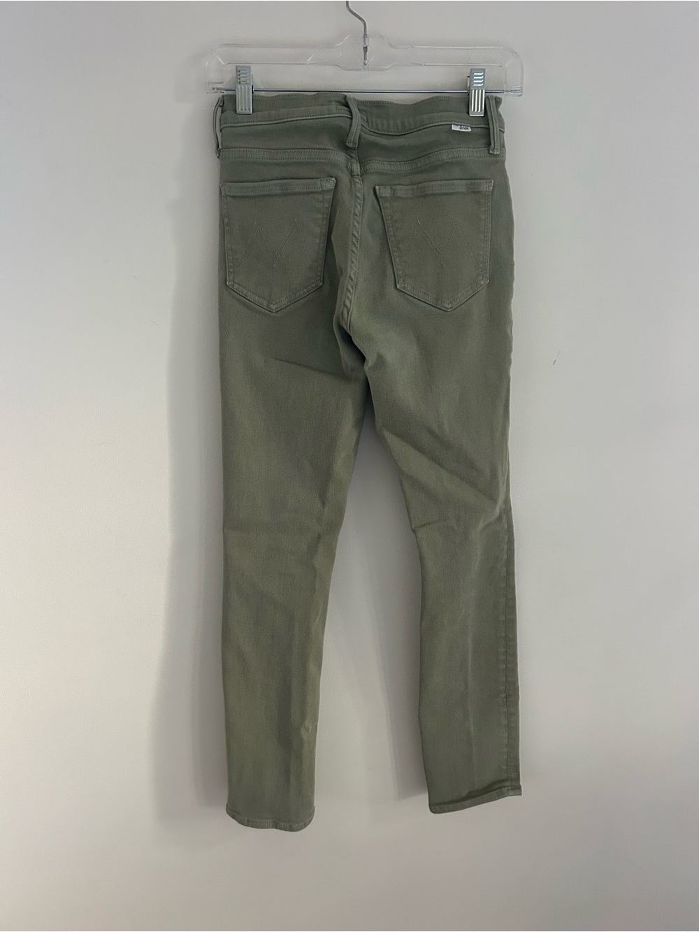 MOTHER Women's Skinny Jeans in Olive Green - Picture 2 of 3